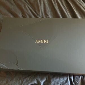 AMIRI Gray Shoe Box with Gold Logo